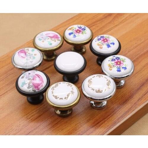Vintage Ceramic Alloy Door Handles White Bronze DIY Home Kitchen Shoe Cabinet Cupboard Wardrobe Knobs Drawer Closet Locker Pull