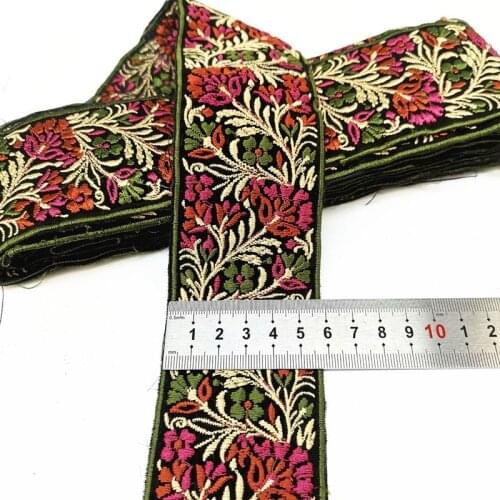 1 Yard Embroidered Ribbon Flower Garment Ethnic Jacquard Webbing Crafts