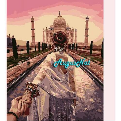 Woman diamond painting full drill Taj Mahal wall art scenery diamond dotz decal diy 5d diamond embroidery handmade craft gifts