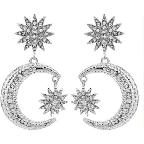 Fashion statement Earrings for Women 2020 ZA Crystal Gold Moon Earings Earings Pendant Metal Wedding Geometric Jewelry Wholesale