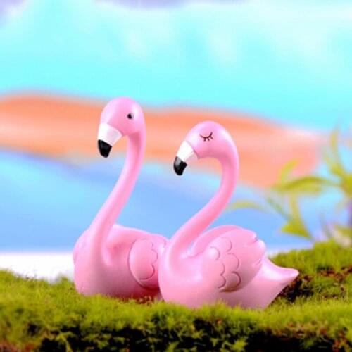 ZOCDOU 1 Piece Flamingo Med Mediterranean Sea Bird Love Wedding Spouse Model Small Figurine Crafts Figure Ornament Miniatures