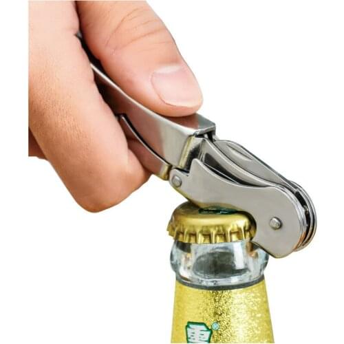 1X Stainless Steel Corkscrew Double Hinged Waiters Wine Bottle Opener Lever Tool