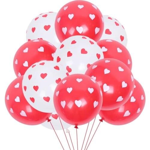 10pcs 12inch Red White Heart Latex Balloons Romantic Decoration Globos For Valentines Day Wedding Propose Girl Love Balloon