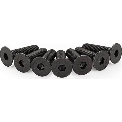 10PCS M3 M4 M5 M6 Black 10.9 Flat Head Screw Countersunk Hex Socket Cap Bolt Countersink Bolts