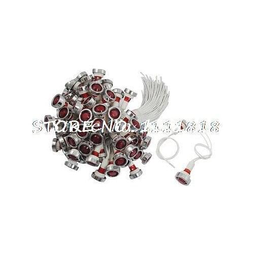100 Pcs AC 220V 10mm Red Bulb Power Indicator Light Signal Lamp Pilot w Shell