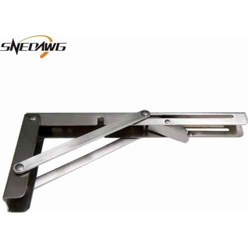 2pcs Stainless Steel Triangular Bracket 8/10/12/14inch Folding Triangle Bracket Support Bench DIY Bookshelf Bracket for Table