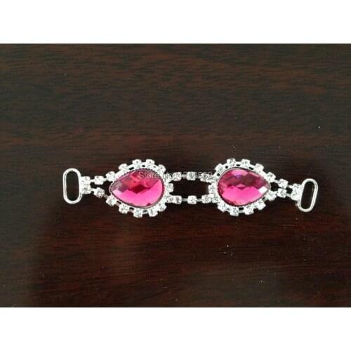 20 Pieces Beautiful 2 big Stones Tearl Drop Rhinestone Bikini Connector