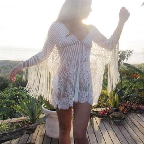 2021 Sexy Summer Pareo Beach Cover Up Swimwear Women Swimsuit Cover Up Kaftan Beach Dress Tunic White Beachwear Tunics for Beach