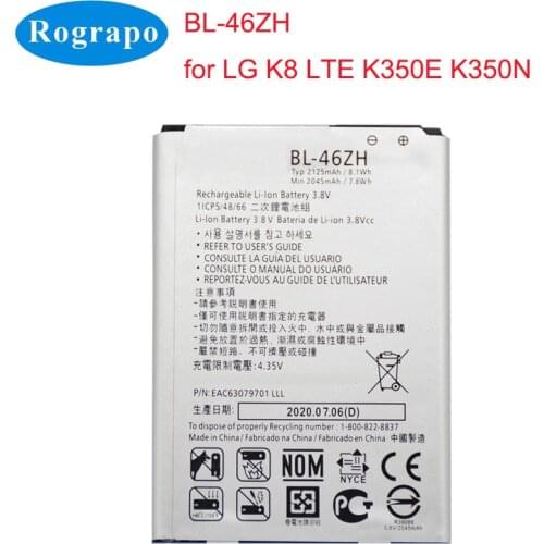 2125mAh BL-46ZH Original Size Replacement Battery For LG K8 LTE K350E K350NK350AR Mobile Phone