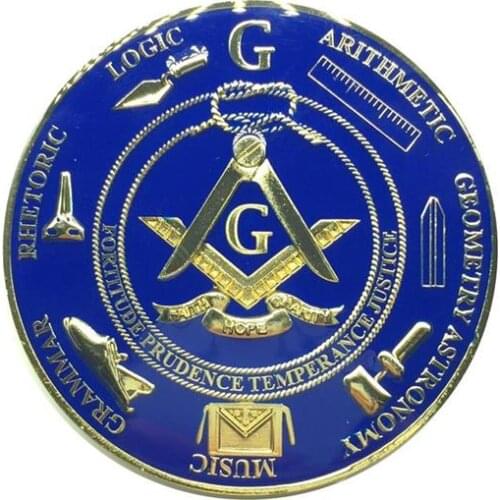 3" Masonic Car Emblem Gold Black/Blue Ring 3D Mini Tools Mason Auto Truck Motorcycle Decal Sticker Badge With Red Adhesive