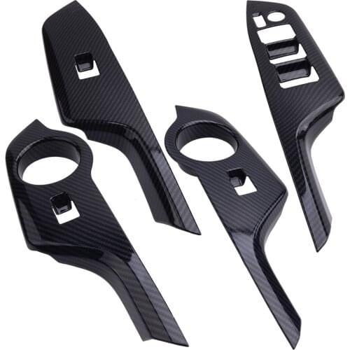 4 Pcs Carbon Fiber Style Black Inner Window Switch Panel Cover Trim Moulding Car ABS Fit for Toyota CHR 2016 2017 2018 2019