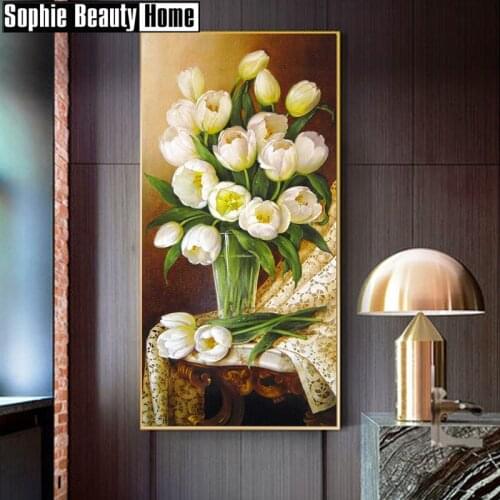 Diamond Painting Beautiful Flowers 5D DIY Embroidery Cross Stitch Floral Diamond Mosaic Art Full Drill Home Decor 20A019