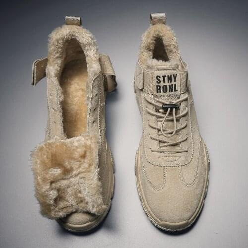 New winter plus cotton mens shoes, leather snow boots, plus velvet, warm cotton shoes, high-top tooling boots, mens Martin boo