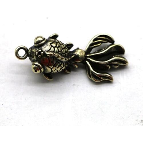 ZOCDOU 1 Piece Pure Copper Handmade Keychain Brass Pendant Solid Lucky Fish Creative Car Retro Gift Ornaments