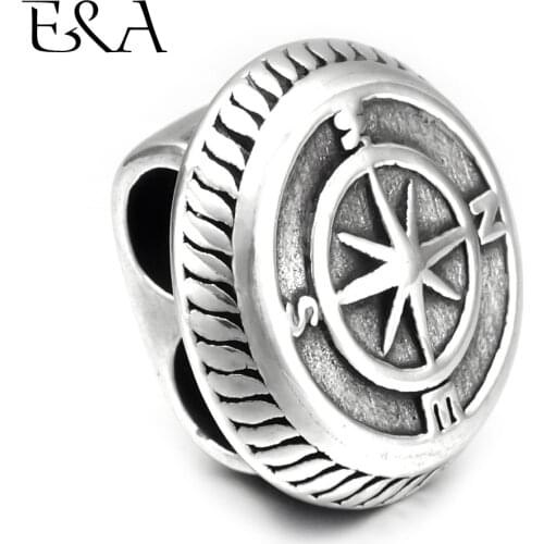 Stainless Steel Slider Beads Compass Blacken Two Hole 5mm Slide Charms for Bracelet Supplies Jewelry Making DIY Accessories