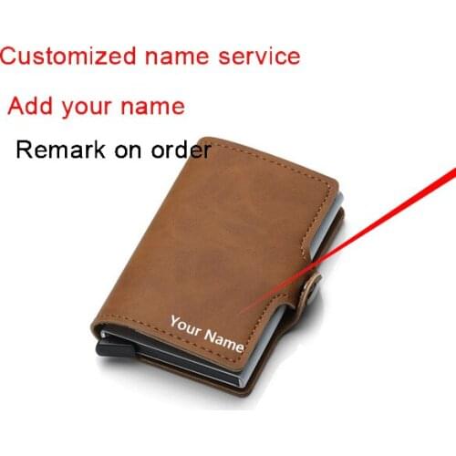 Bycobecy 2021Business Men Top Leather Wallet ID Credit Card Holder Case Smart Short Slim Purse for Men &Women with Aluminum Box