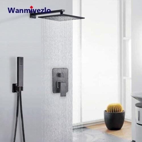 Black Bronze Conceal Shower Faucet Set Rainfall Shower Head Hot Cold Water Mixer Tap 2/3 Way Bathroom Shower Handshower Kit