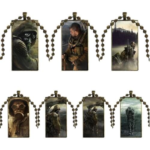 For Women Glass Pendant Necklace Handmade Half Pendant Rectangle Necklace S..a.l.k.e.r Stalker