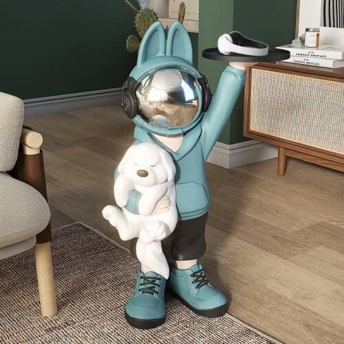 Home Decor Exquisite Decorative Art Ornaments Space Rabbit And Dog Semi Manual FRP Making Large Living Room Decoration