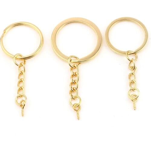 DoreenBeads Iron Alloy Sheep Eye Screw Keychain Extender Eye Pins Split Keyring Accessories Gold Color Circle DIY Jewelry,30PCs