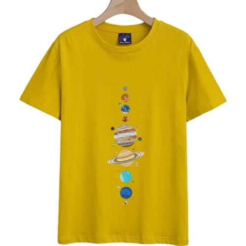 Fashion Planet Tshirt Cotton Oversized Shirts Girls Soft Goth Aesthetic Graphic T Shirts Women Summer Unisex Harajuku Blouses