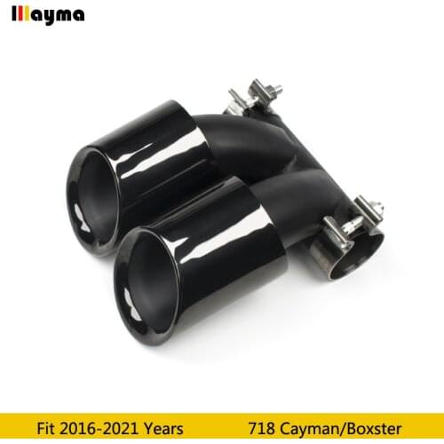 Glossy black Tail Exhaust Tips Muffler Pipe For Porsche 718 Cayman Boxster 2016 - 2021 Stainless Steel Silver plating mufflers