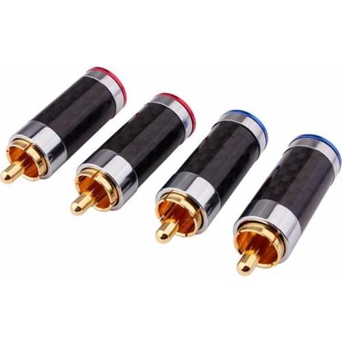 HiFi 4pcs Carbon Fiber gold Plated RCA Plug interconnects Cable RCA Connector