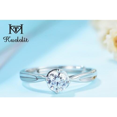 Kuololit Natural Moissanite Rings for Women 925 Solid Sterling Silver class 4 claw lab Diamond ring for Engagement Wedding bride