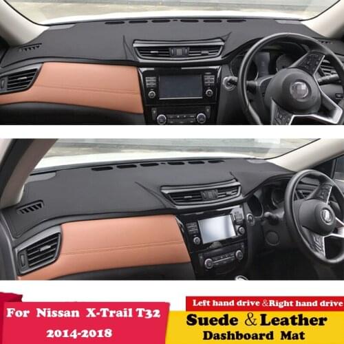 For Nissan X-Trail T32 2014 2015-2018 X Trail XTrail Leather Dashmat Dashboard Cover Sunshade Carpet Dash Mat Accessories Suede