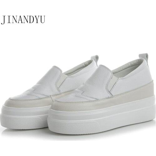 Real Leather Hidden Heels 7cm Ladies White Sneakers Women Casual Chunky Shoes High Heel Sneaker Woman Sapatos Casuais Feminino
