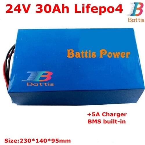 Lifepo4 24V 30Ah lithium battery pack with bms 8s for eletric bike travel scooter motorbike E bike+29.2V 5A charger