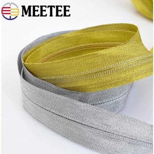 Meetee 4Meters Gold Silver 3# 5# Open-End Nylon Zipper For Sewing DIY Zip Sports Coat Clothes Zippers Garment Accessories KY273