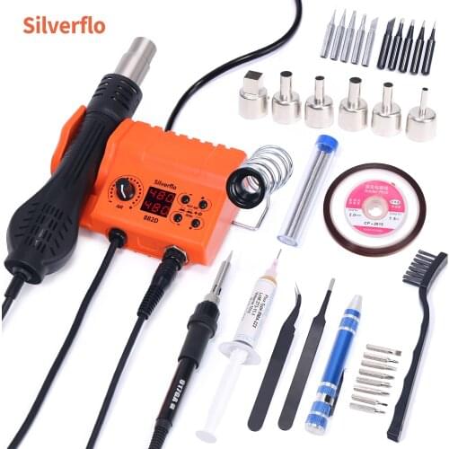 Multifunctional 882D Soldering Station 2 in 1 Solder Iron Hot Air Gun Welding Rework Station BGA SMD PCB IC Phone Repair Tool
