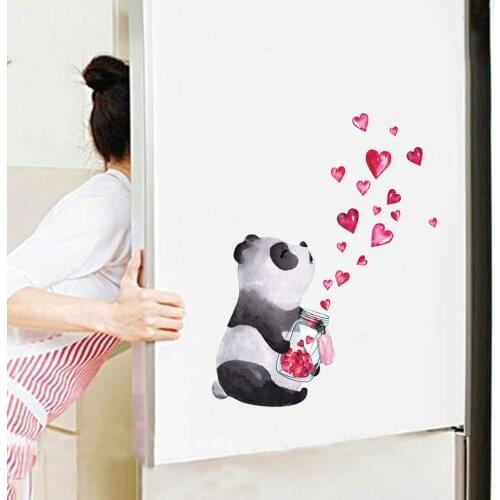 Cartoon Love Panda Wall Stickers Living Room Bedroom Kitchen Decoration for Door Fridge Stickers Art Decals