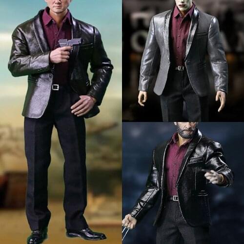 S02 1/6 Scale Male Figure Clothes Accessory Set Mens Fashion Leather Suit Clothes Set for PH/COOMODEL Action Figure Body
