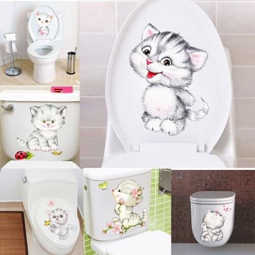 3d Effect Cat Switch toilet seat Stickers Wall Stickers Home Decor Bedroom Living Room Parlor Broken Home Decoration