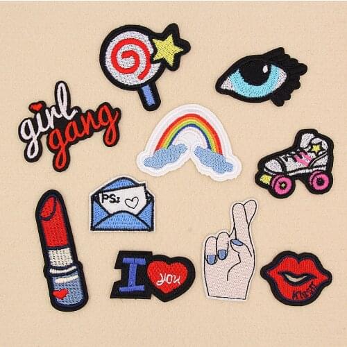 PGY Sticker for Clothes Applicationss Patches on Clothing Iron Cartoon Stripes Embroidered Patch for Backpack Handbag Badges