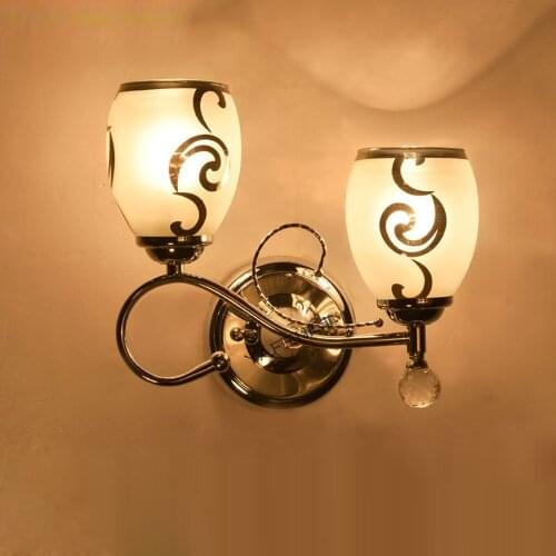 Modern Polished Glass Bedroom Wall Light 2 Heads Corridor Creative Wall Sconces Balcony Study Room Porch Wall Lighting Fixtures