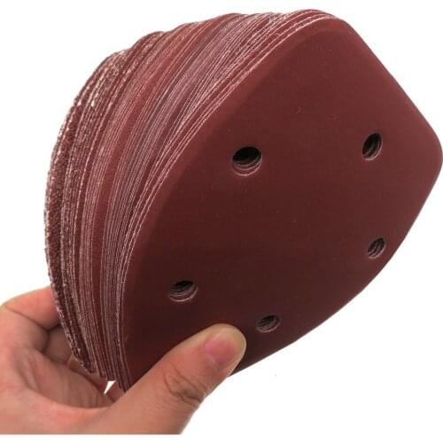 20pcs 140x90mm Triangle Sandpaper Six Hole Disk Sand Sheets Grit 40-400 Hook And Loop Sanding Disc Polishing Tool