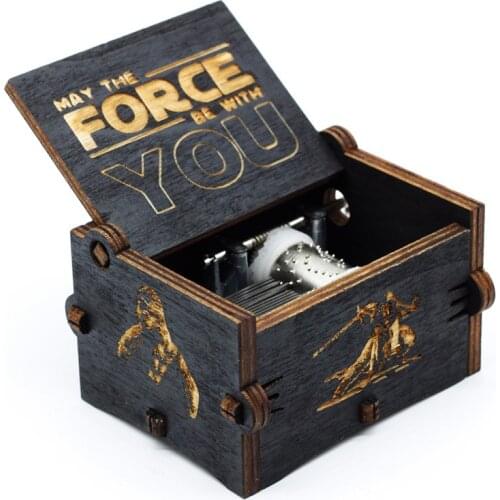 New Black Music Box Castle In The Sky Hand Cranked creative Wood music box Christmas Gift carved livingroom home decor CE2041/10