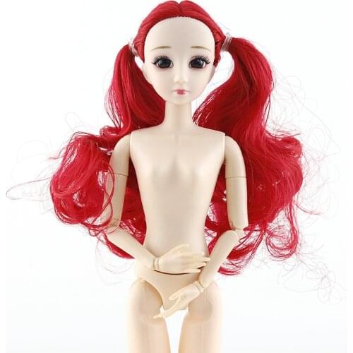 New Red Hair 30cm 20 Movable Joint Dolls Toys with Fashion Bunches Bangs Head Female Naked Nude Body Dolls Toy For Girls Gift
