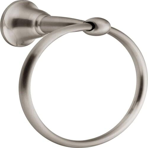 Single Post Bathroom Hand Towel Ring, Spot Resist Brushed Nickel