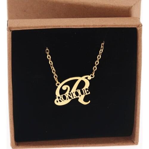 Custom Initial Letter Name Necklace Stainless Steel Choker Personalized Bijoux Femme Pendant Necklaces Women Men Hip Hop Jewelry