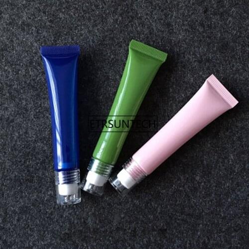 20ml Empty Elegant Cosmetic Cream Refillable Tube Plastic eye cream Tube with roll ball F1907