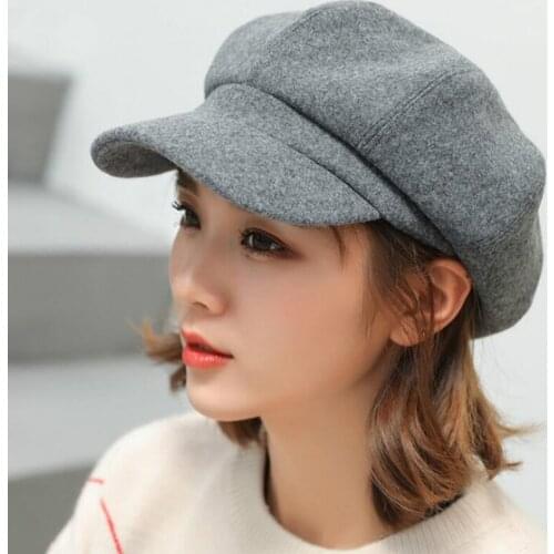 Richkeda Store New 2021 Fashion Women Wool Cotton Blend Berets Winter Autumn Octagonal Caps Stylish Artist Painter Newsboy Hats
