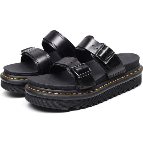 Women Leather Sandal Summer Wedge Platform Woman Slippers INS Heels Shoes Female Sexy Punk 2021 Ladies Casual Outdoor Footwear