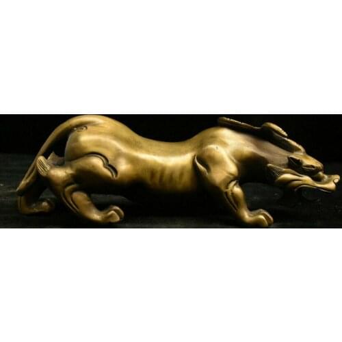 Collect China Bronze Fengshui Animal Pixiu Brave troops Unicorn God Beast Statue