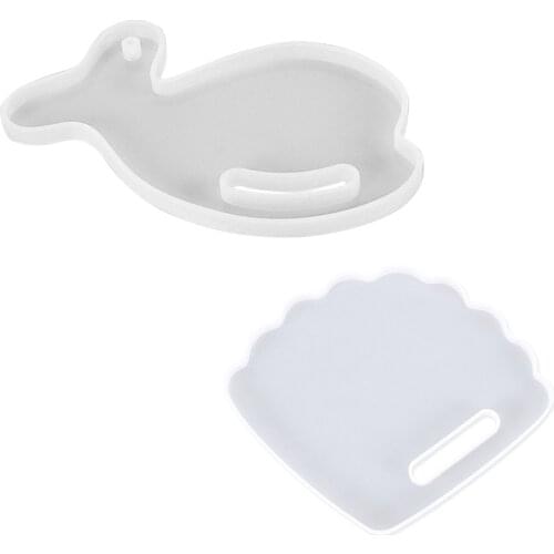 DIY Crystal Epoxy Dolphin Table Tray Fan Coaster Silicone Mold Handmade Mirror Tray Mold