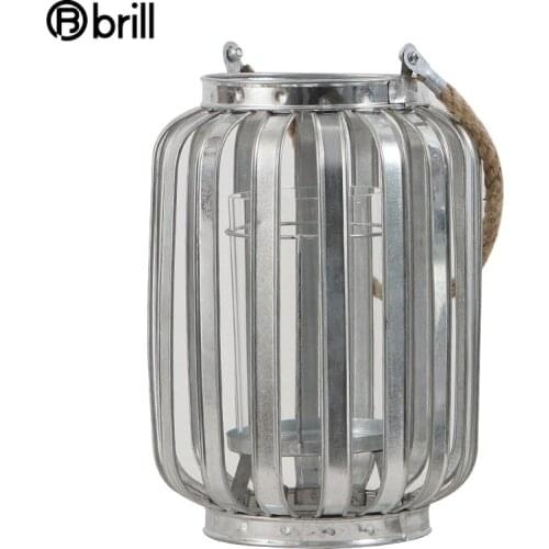 Nordic Wind Lamp Retro Metal Candlestick Glass Silver Geometric Hollow Candle Lantern Home Decoration Accessories Bougeoir