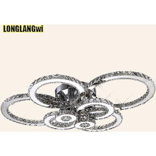 Modern K9 LED Crystal Ceiling Lights For Living Room Bedroom Circle Rings Cristals Indoor Modern Ceiling Lamp Fixtures